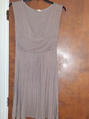 Sleeveless Taupe V-Neck Swing Dress